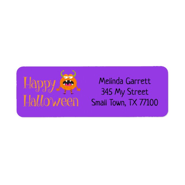 Etiqueta Envio Personalizado do Pequeno Monstro Laranja Bon (Frente)