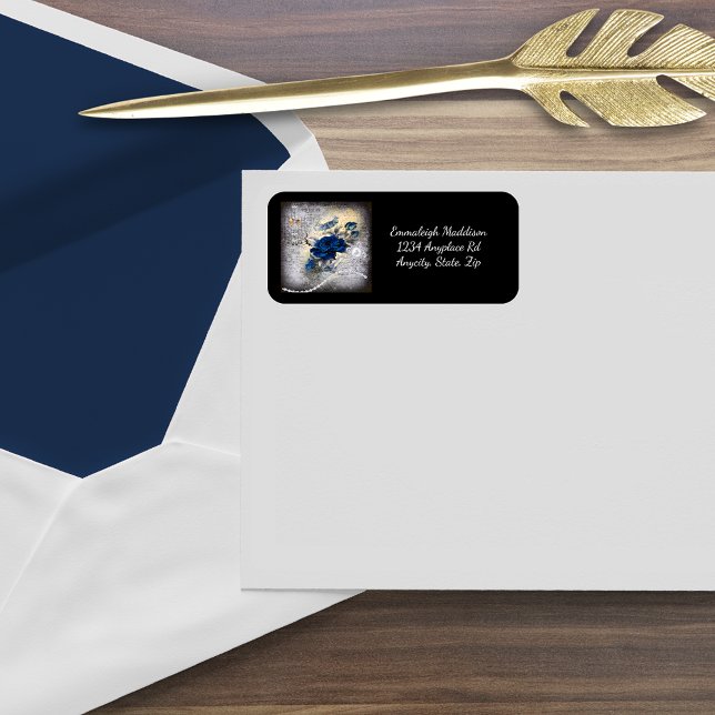 Etiqueta Ephemera Rosa Azul Escuro Vitoriano (Criador carregado)