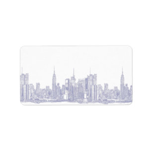 Etiqueta Esboço de NYC na luz - azul