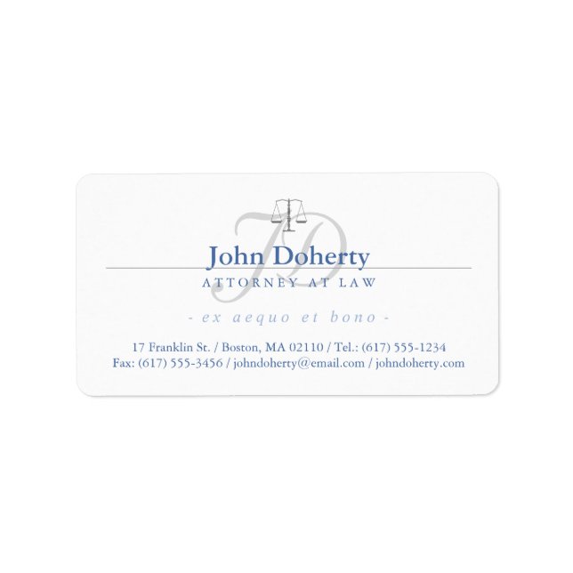 Etiqueta Escalas clássicas de Justiça | Advogado Elegante (Frente)