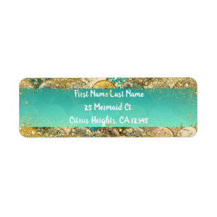 Etiqueta Escamas de Sereia em Glitter Dourado e Verde Glam