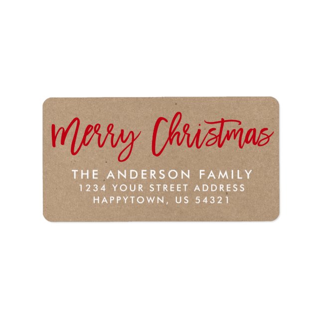 Etiqueta Escova Estrela Feliz de Natal Kraft (Frente)