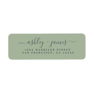 Etiqueta Escrito Elegante Laurel Green Wedding Return Ender