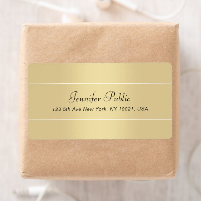 Etiqueta Escrito Manuscrito Elegante Branco Dourado Moderno (Insitu)