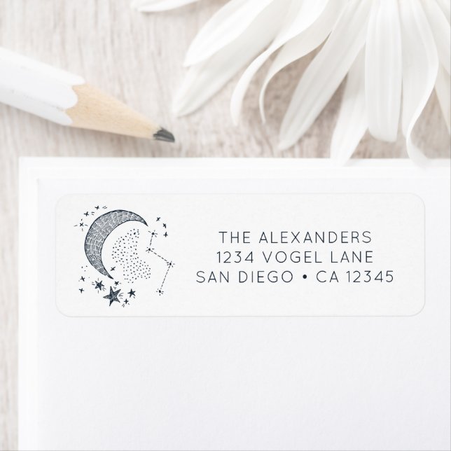 Etiqueta Escrito na constelação de estrelas (Insitu)