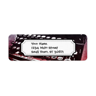 Etiqueta Escritor com Máquina de Escrever Pop