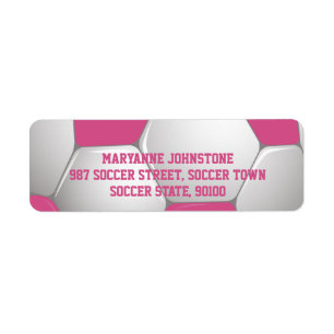 Etiqueta Esfera de Futebol Personalizável, Rosa e Branco