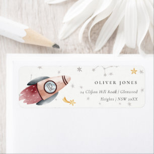 Etiqueta Espacial Exterior Curto Planetas Estrelados Aniver