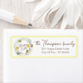 Etiqueta Espada Colorida de Pintinhos Alegres Ovos e Saudaç