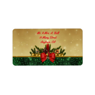 Etiqueta Espancada de Ouro Elegante Olhe Natal