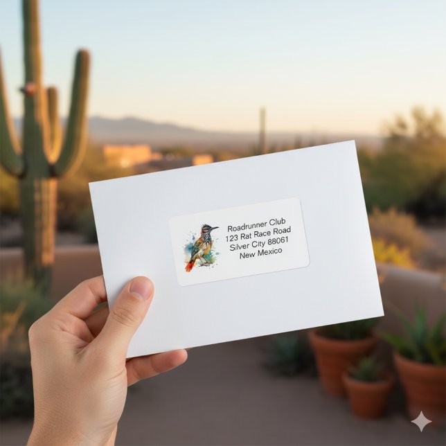 Etiqueta Espírito do Deserto, Roadrunner em Aquarela, perso (Criador carregado)