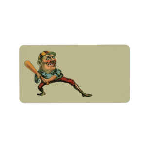 Etiqueta Esportes Vintage, Bateria Irritada Do Jogador De B