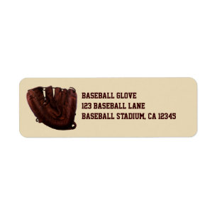 Etiqueta Esportes Vintage, Luva Antigua De Basebol De Couro