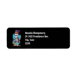 Etiqueta Esqueleto legal num Halloween Negro Superior