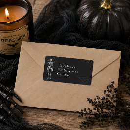 Etiqueta Esqueleto Vintage Teia de Aranha Gótico Halloween