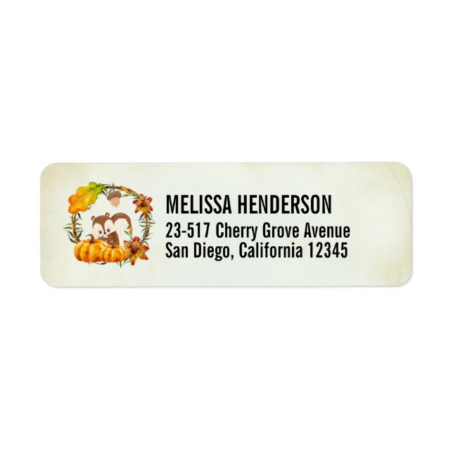 Etiqueta Esquilo e Pumpkins Rua Russa (Frente)