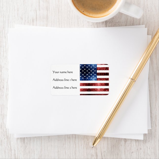 Etiqueta Estados Unidos: bandeira azul-cinzento brilha (Insitu)