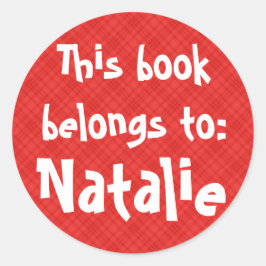 Etiqueta "Este Livro Pertence A" da Xadrez Vermelh