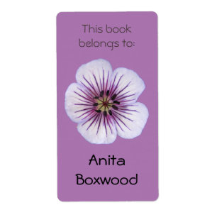 Etiqueta Este livro pertence à flor roxa conhecida feita