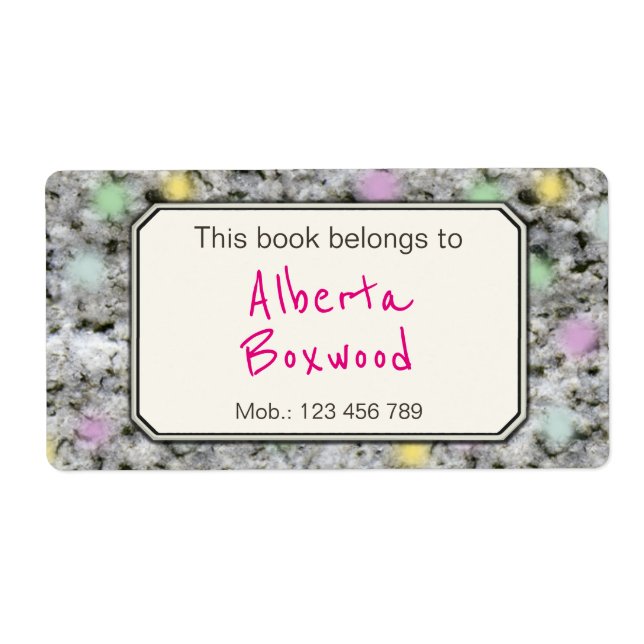 Etiqueta Este Livro Pertence Ao Nome Personalizado Textura  (Frente)