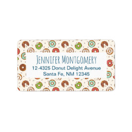 Etiqueta Estilo Colorido de Padrão de Rosquinha Retroativo