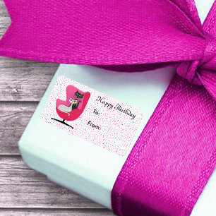 Etiqueta Estilo de Meio século de aniversário Gata Pontos c