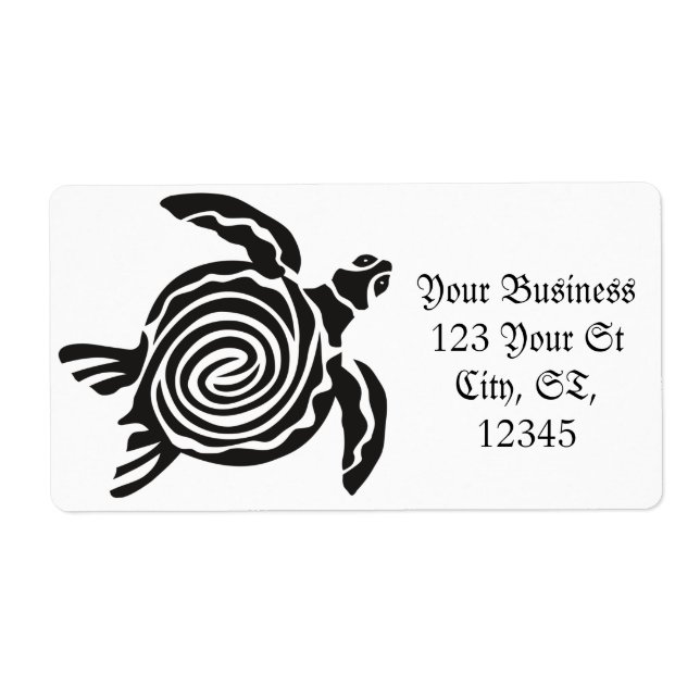 Etiqueta Estilo Tribal Turtle Thunder_Cove (Frente)