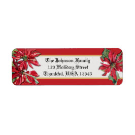 Etiqueta Estilo Vintage Poinsettias de Natal