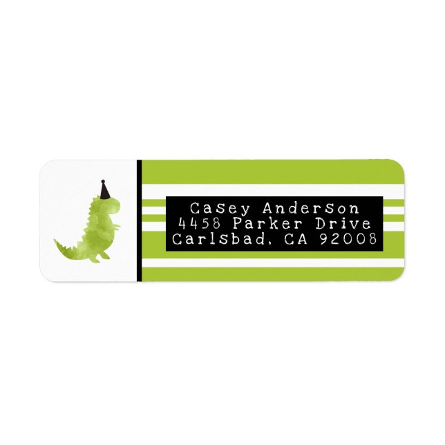 Etiqueta Estômago do Tema Dinossauro e Dino Verde Chomp Ani (Frente)