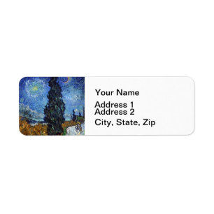 Etiqueta Estrada com Ciprestes Impressionismo de Van Gogh