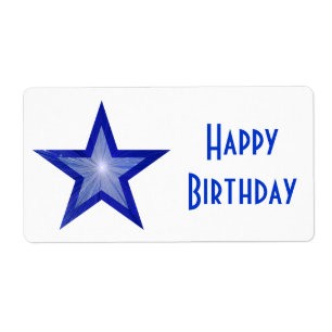 Etiqueta Estrela Azul Escura 'Feliz Aniversário' grande bra