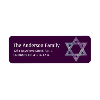 Etiqueta Estrela da Glittery de David Hanukkah Address Labe