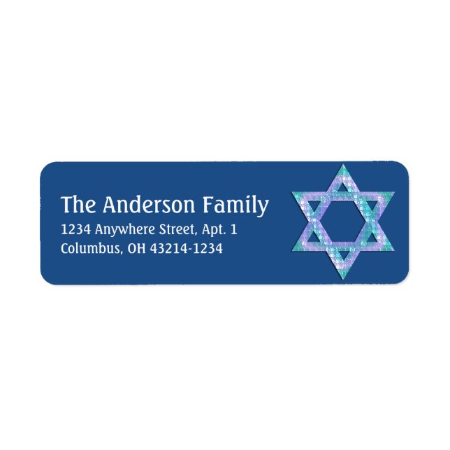 Etiqueta Estrela da Glittery de David Hanukkah Address Labs (Frente)