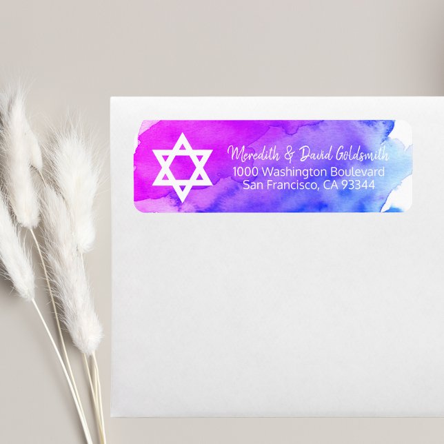 Etiqueta Estrela de Aquarela de David Bat Mitzvah Return (Criador carregado)