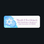 Etiqueta Estrela de Aquarela de David Bat Mitzvah Return<br><div class="desc">Envie seus convites para o Bat Mitzvah,  cartões de envelope rsvp e agradeça a você cartas com esses adesivos de marca azul roxos,  turquesas e etiquetas de retorno azul. Modelos editáveis para que você possa alterar a fonte e o tamanho.</div>