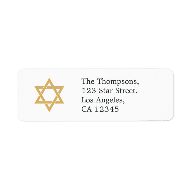 Etiqueta Estrela de Davi Bat Mitzvah (Frente)