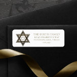 Etiqueta Estrela de Davi | Elegante Faux Dourado Return Add<br><div class="desc">Bar clássico mínimo de ouro/Bat Mitzvah e Estrela moderna de Hanukkah de David contra um fundo sólido cria um design elegante e sofisticado. Para obter outros produtos de coordenação ou correspondência,  visite justFharryn em Zazzle.com ou entre em contato com o designer,  c/o Fharryn@yahoo.com Todos os direitos reservados. #zazzlemade #christmasdecor</div>