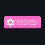 Etiqueta Estrela Rosa Quente de David Bat Mitzvah Endereço<br><div class="desc">Envie seus convites para o Bat Mitzvah,  cartões de envelope rsvp e agradeça as cartas com esses adesivos de etiqueta de retorno rosa quente. Modelos editáveis para que você possa alterar a fonte e o tamanho.</div>