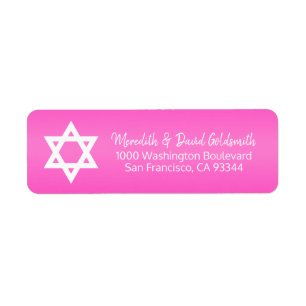 Etiqueta Estrela Rosa Quente de David Bat Mitzvah Endereço
