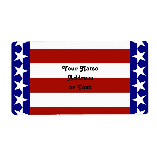 Etiqueta Estrelas e faixas de branco vermelho e azul (Frente)