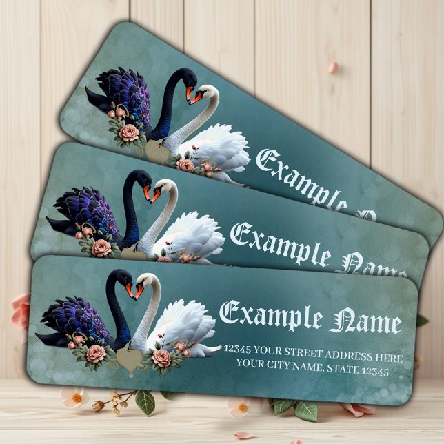 Etiqueta Eterno Bond, Black and White Swans in Love. (Criador carregado)