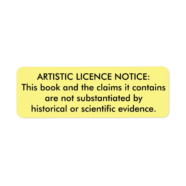 Etiqueta "Etiqueta da licença artística" para bíblias (Frente)