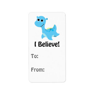 Etiqueta Eu Acredito! Fofo Nessie Azul