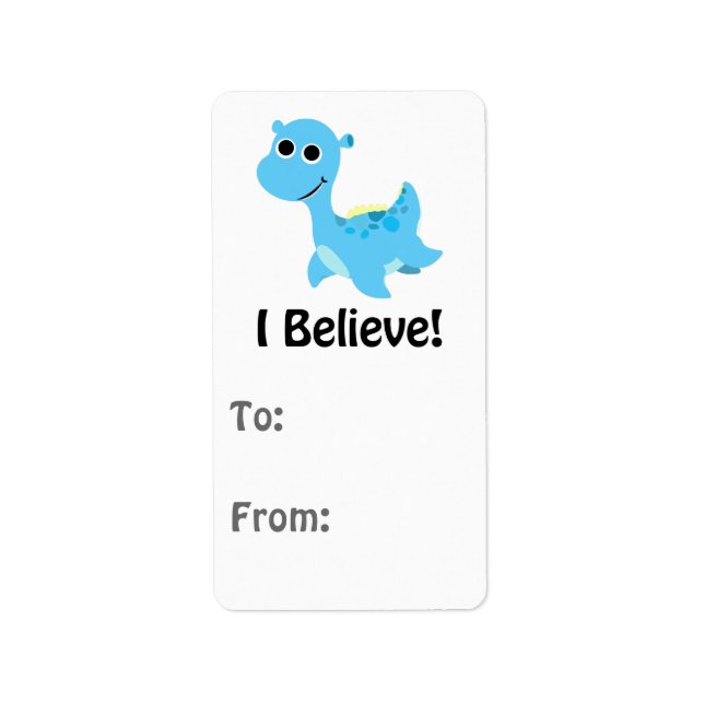 Etiqueta Eu Acredito! Fofo Nessie Azul (Frente)