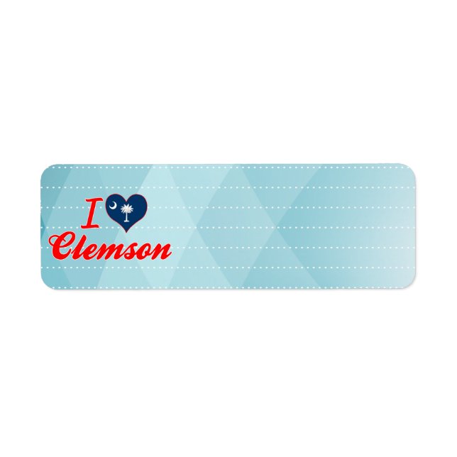Etiqueta Eu Amo Clemson, Carolina do Sul (Frente)