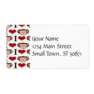 Etiqueta Eu Amo Macacos-Cardíacos Que Os Namorados De Macac