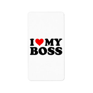 Etiqueta Eu Amo Meu Chefe Engraçado Coração Vermelho Chefe