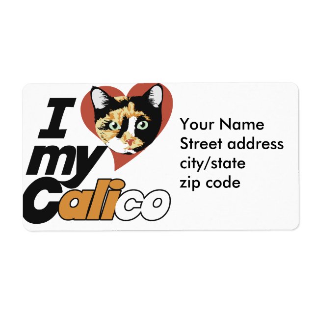 Etiqueta Eu amo meu gato do CALICO (Frente)
