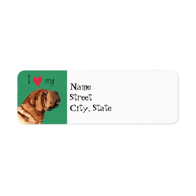 Etiqueta Eu amo meu Shar-Pei chinês (Frente)