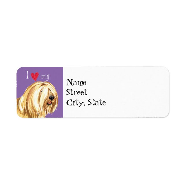 Etiqueta Eu amo meu tibetano Terrier (Frente)